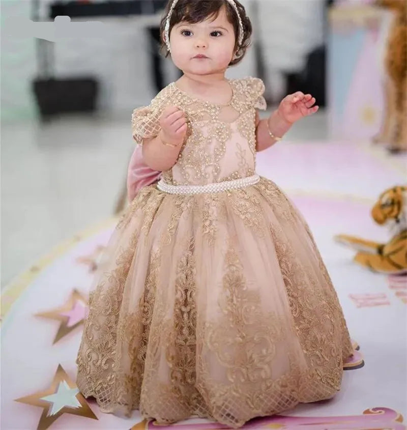 Fluffy Lace Design Baby Girl Birthday Dress