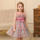Kids Girls Star Sequin Colorful Bow Splicing Princess Dresses childrensterritory