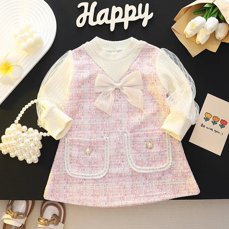 Elegant Warm Long Sleeve Princess Party Dress For Girls childrensterritory