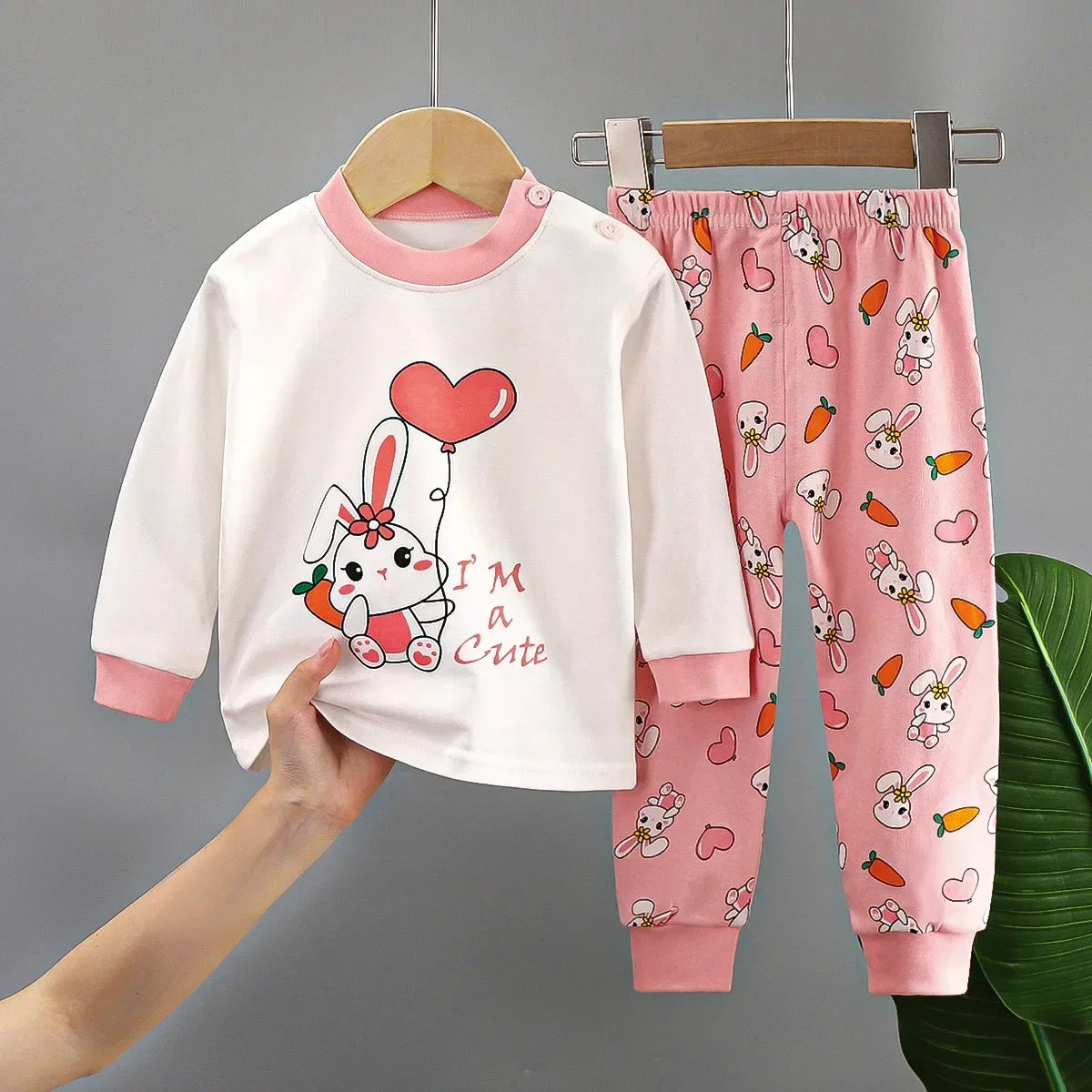 Little Boys and Girls Warm Cartoon Xmas Print Sleepwear Sets childrensterritory