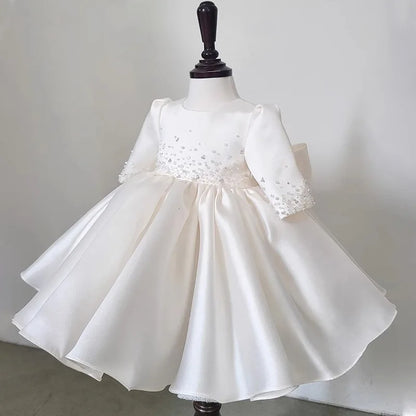 Baby Girls Elegant Tulle Pearls Design Baptism, Wedding Dresses childrensterritory