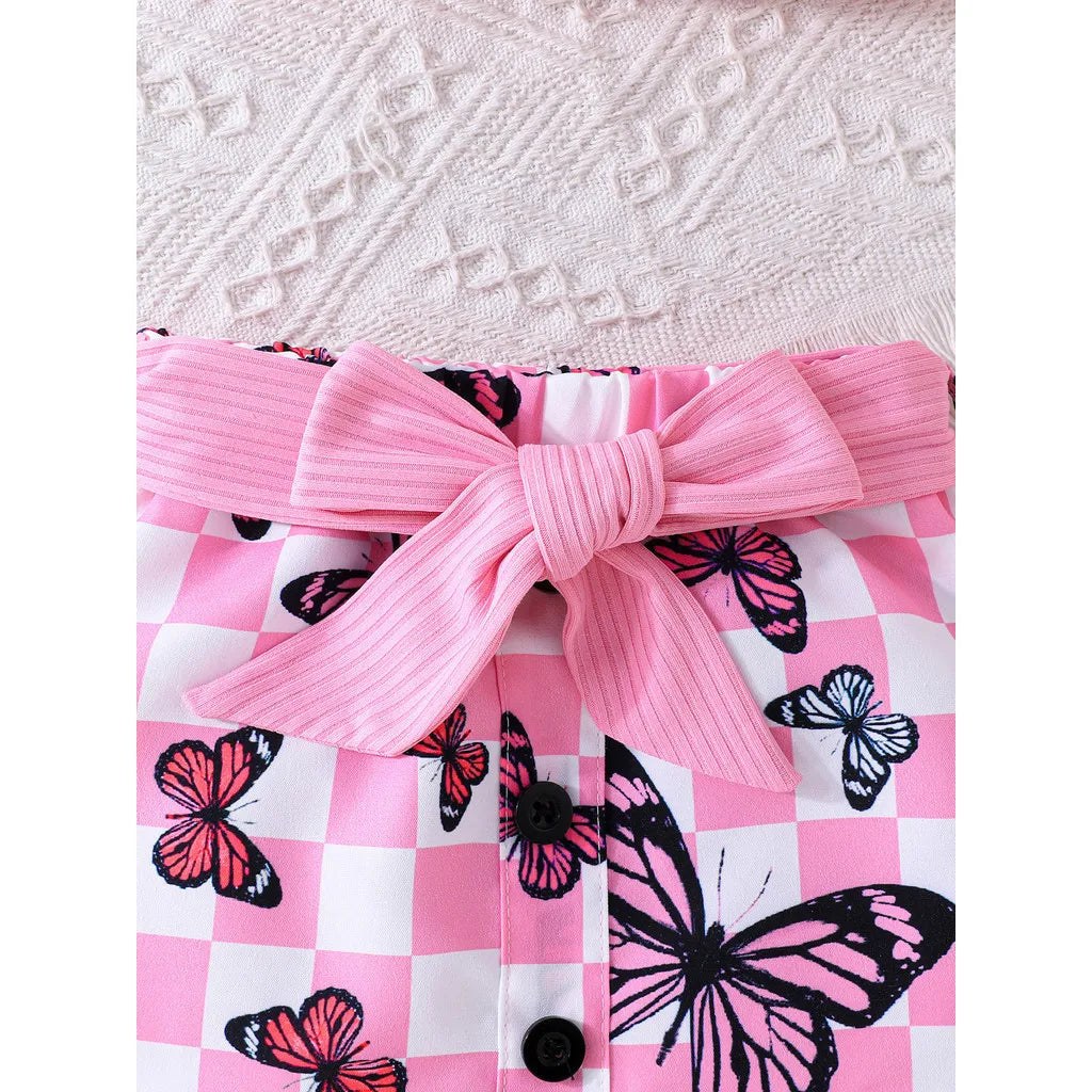 Baby Girl Off Shoulder Top and Cute Butterfly Skirt Outfit childrensterritory