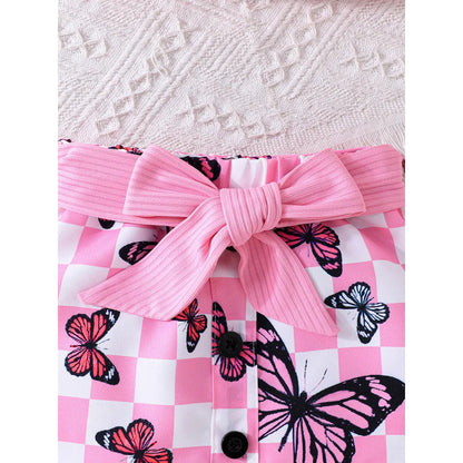 Baby Girl Off Shoulder Top and Cute Butterfly Skirt Outfit childrensterritory