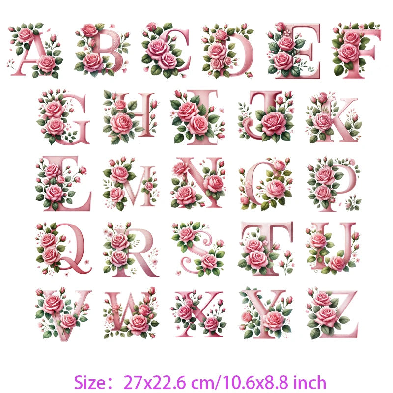 Flower Letter Ironing Transfers Decals For Clothing Diy Appliques