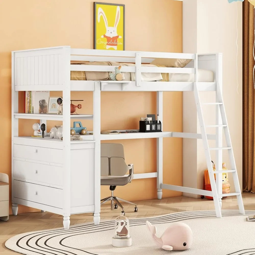 Twin Size Wooden Bed with Storage Drawers for Kids childrensterritory