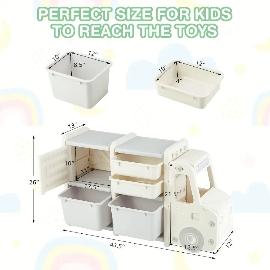 Car Design Kids Enclosed Toy Storage Organizer for Playroom