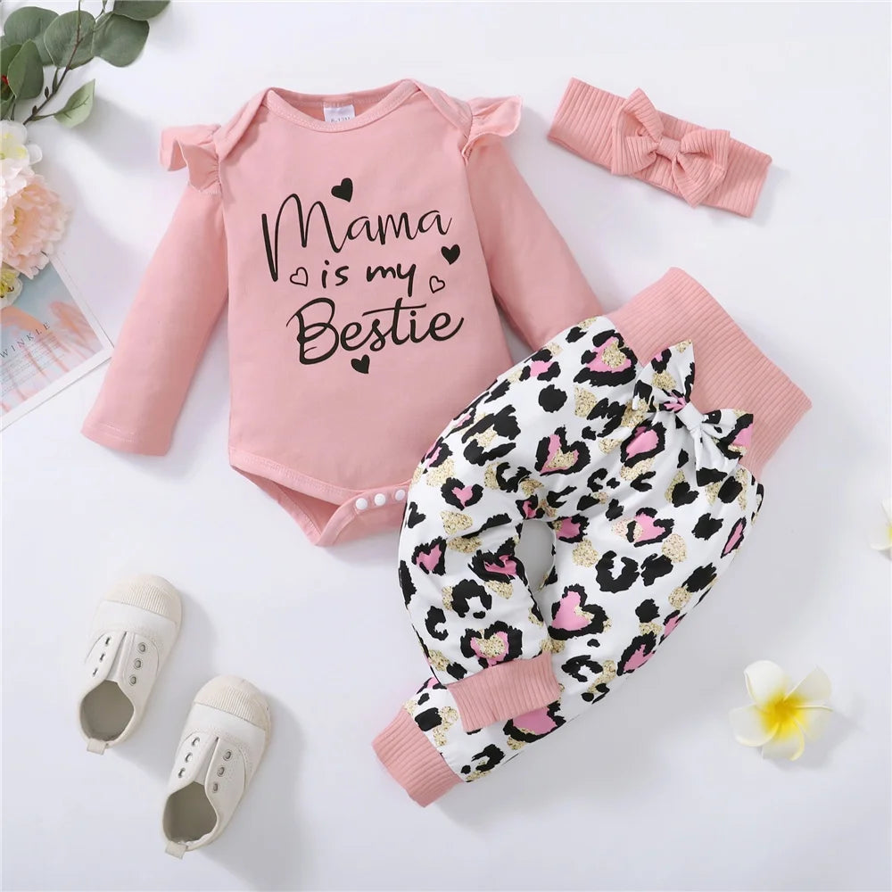Baby Girls 2pcs Leopard Print Spring/Autumn Outfit Set