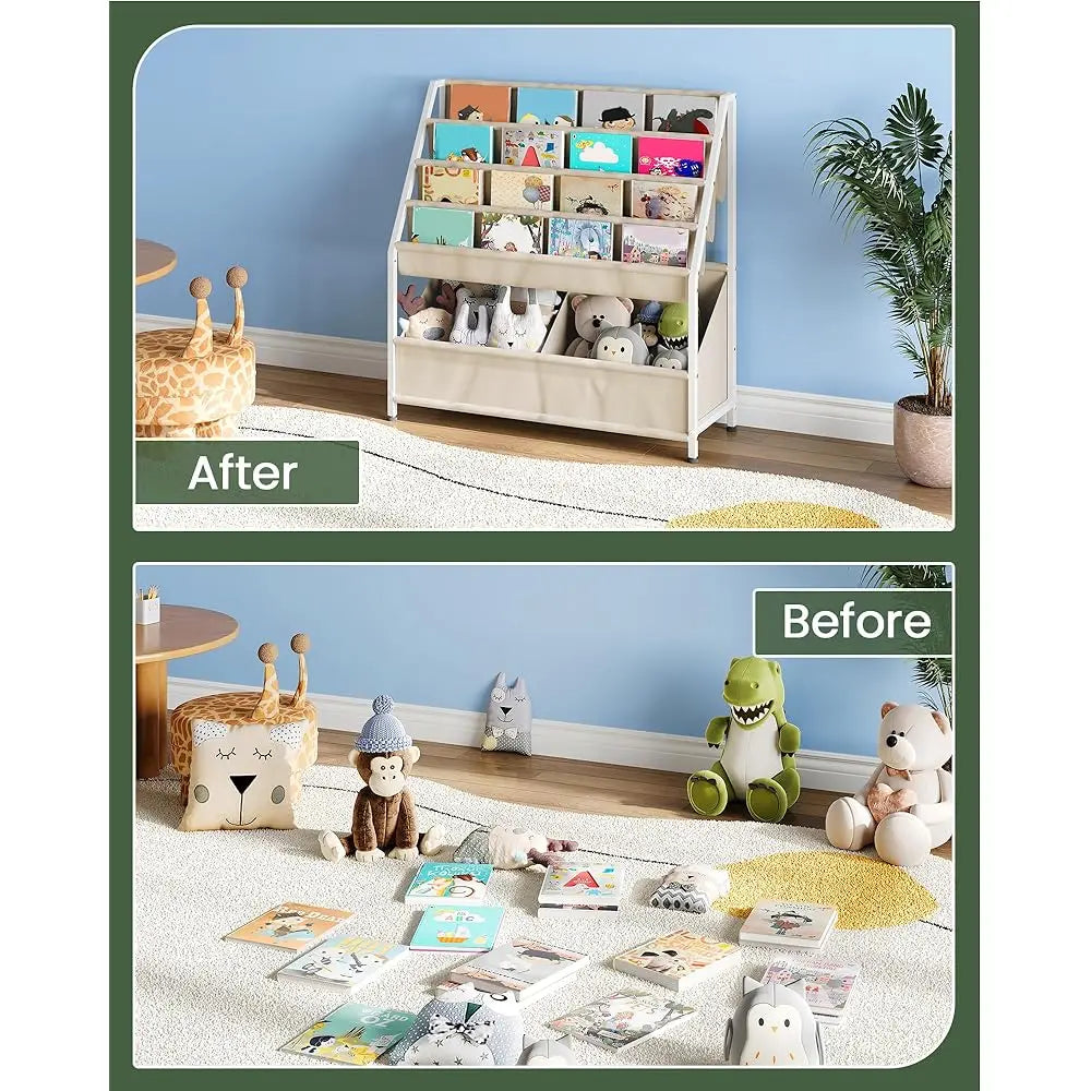 4-Tier Large Kids' Bookshelf And Toy Storage Organizer