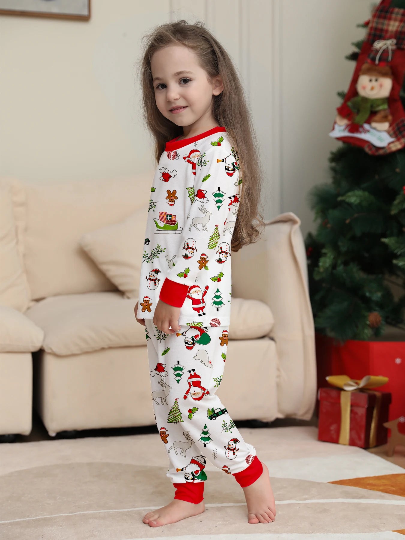 Kids' Long-Sleeved Christmas Print Clothing Set