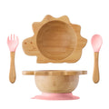 Baby Wooden Tableware Set with Silicone Suction Handle childrensterritory