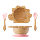 Baby Wooden Tableware Set with Silicone Suction Handle childrensterritory