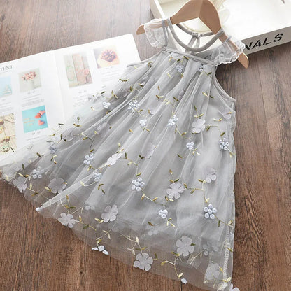 Sweet Flower Embroidery Girl Princess Dress childrensterritory