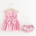 Baby Girls Cute Sleeveless 2 Pieces Stripe Pattren Dress Set childrensterritory