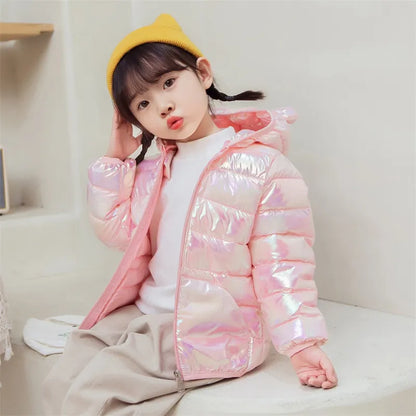 Bear Print Winter Hooded Jackets For Toddler Girls childrensterritory