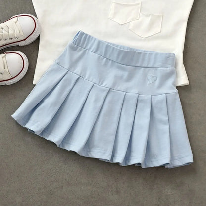 Kids Girls Korean Style Bow Design Denim Shorts and Skirts childrensterritory