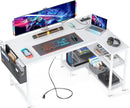 4L-shaped Gaming Computer Desk with Power Outlets childrensterritory