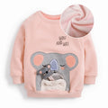 Kids Girls Cartoon Design Warm Fleece Sweatshirts childrensterritory