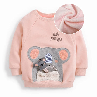 Warm Cartoon &amp; Flowers Embroidery Kids Girls Sweatshirts childrensterritory