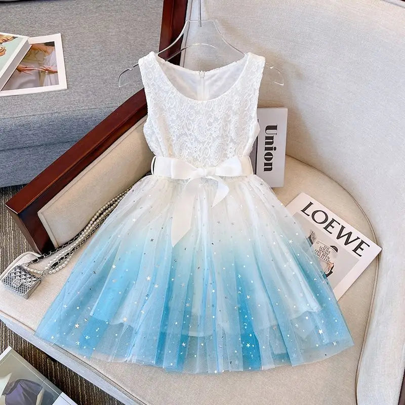 Elegant Sequin Birthday Princess Dress for Girls 3–8 Years