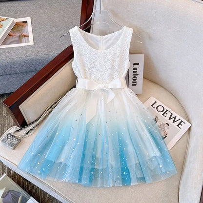 Elegant Sequin Birthday Princess Dress for Girls 3–8 Years
