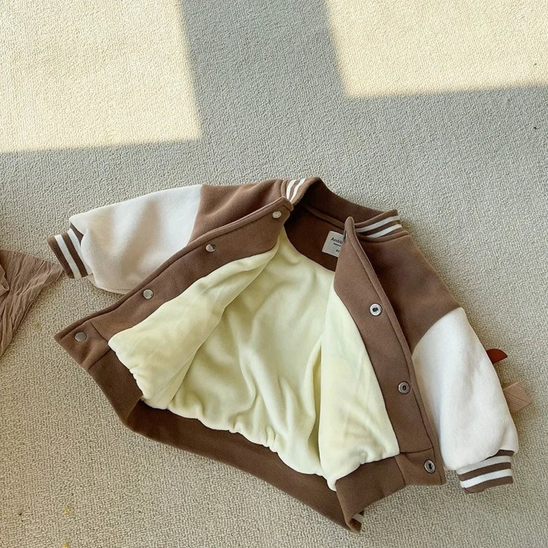 Kids Full Sleeves Bear Cartoon Design Winter Jacket
