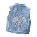 Baby/Kids Stylish Flower Print Denim Vests childrensterritory