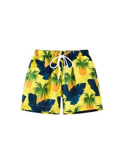 Kids Boys Cartoon Print Quick Dry Swim Shorts