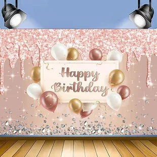 Glitter Diamond Customized Happy Birthday Background Photo Props childrensterritory