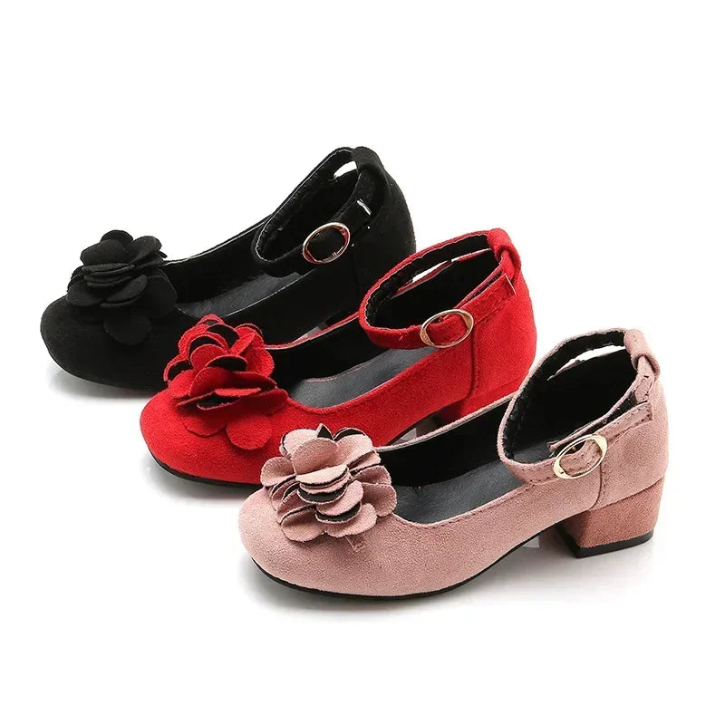 Girls Floral Design High Heels Shoes for Wedding Party childrensterritory