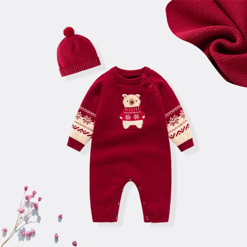 Baby Kids Cartoon Design Winter Bodysuit