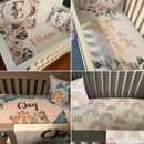Custom Name with Flower Elephant Print Baby Bedding Set