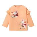 Round Neck Long Sleeves Cartoon Print Cotton Tops For Girls childrensterritory