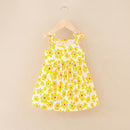 Floral Print Kids Girls Sleeveless Cotton Dresses childrensterritory