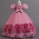 Flower Appliqués and Sequin Design Girls Long Party Dresses childrensterritory