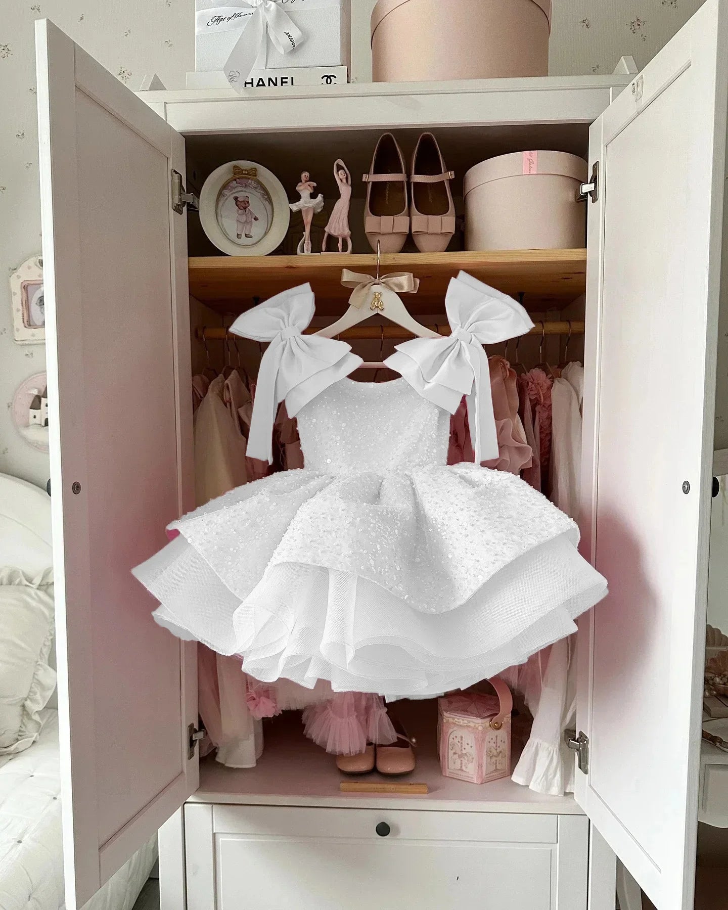 Sequins Beading with Bow Design Flower Girl Dresses for Party