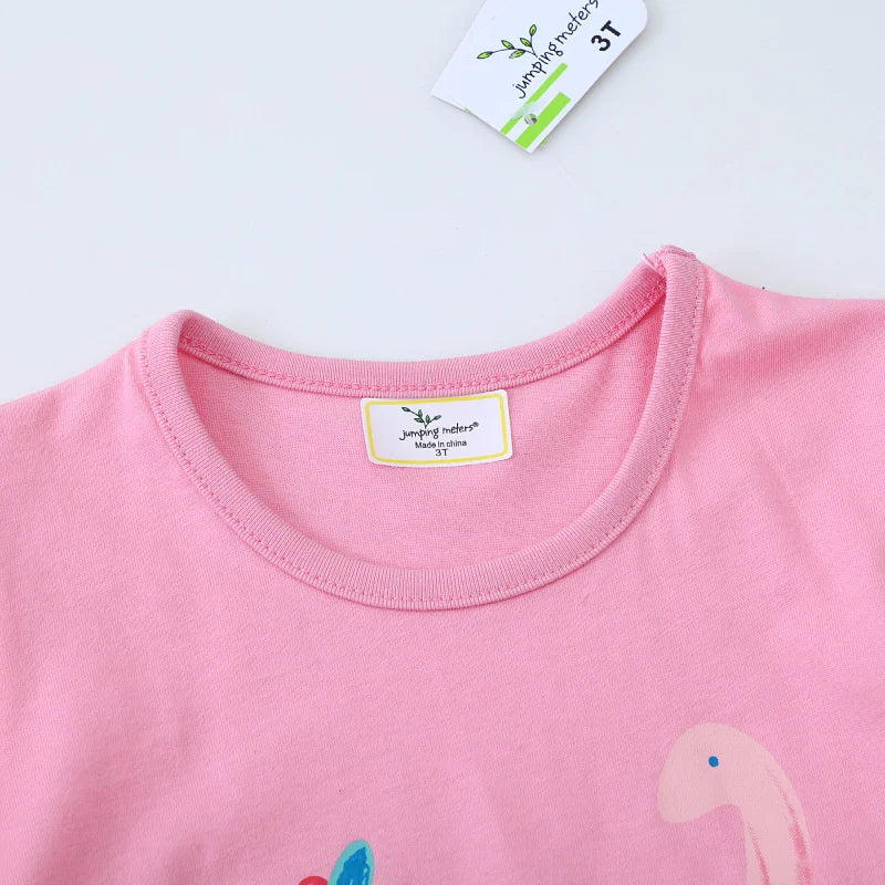 Dinosaurs Cartoon Print Summer T-Shirts For Girls