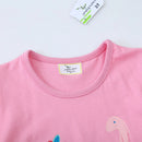 Dinosaurs Cartoon Print Summer T-Shirts For Girls