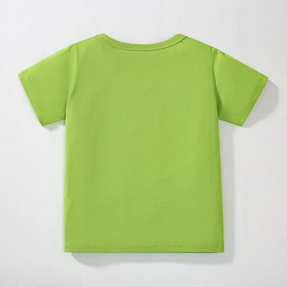 Kids Boys Cartoon Excavator Print Summer T-shirts