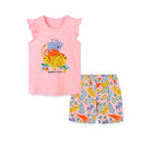 Colorful Cartoon Animals Print Summer Clothing Sets for Girls childrensterritory