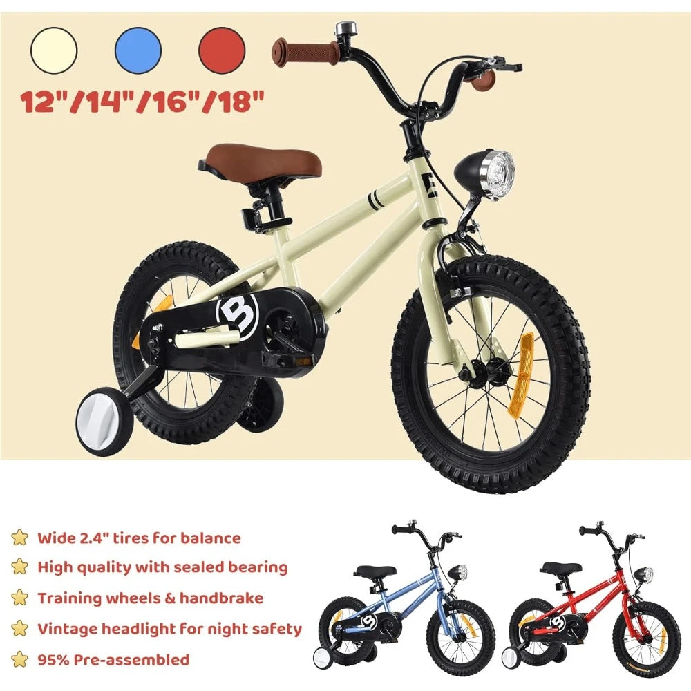 18-inch Kids Bicycle with Headlight &amp; Training Wheels childrensterritory