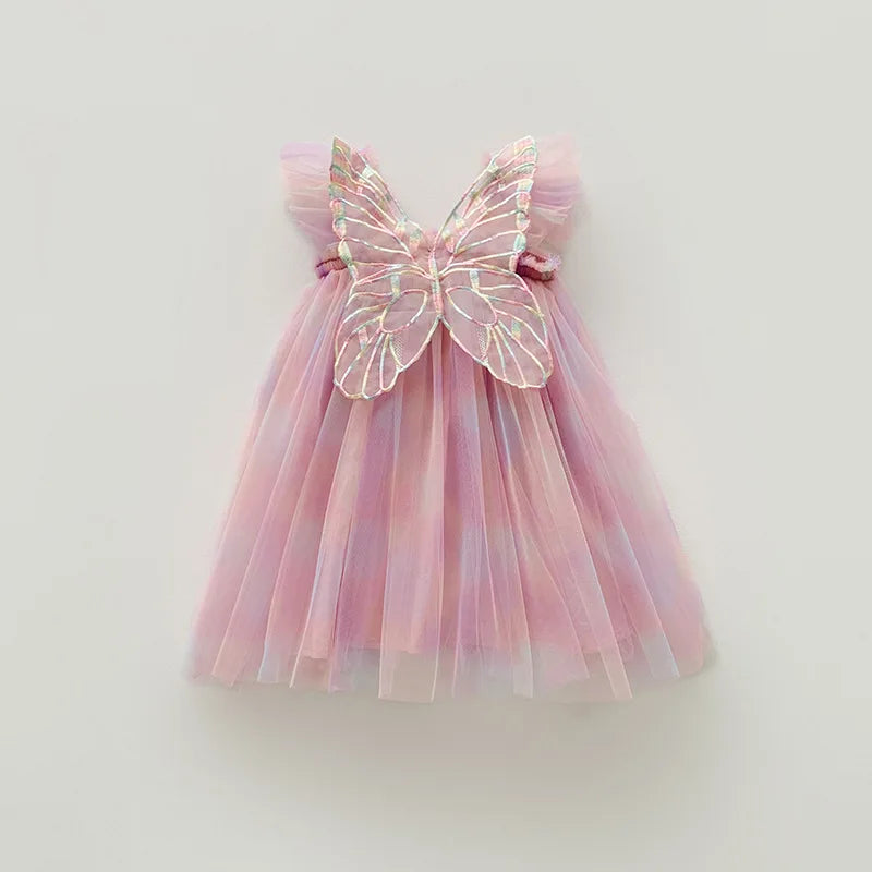 Little Girls Rainbow Stereoscopic Wings Design Summer Princess Dresses childrensterritory