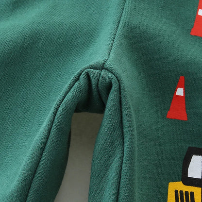Kids Boys Cartoon Excavators Design Soft Cotton Short Pants childrensterritory