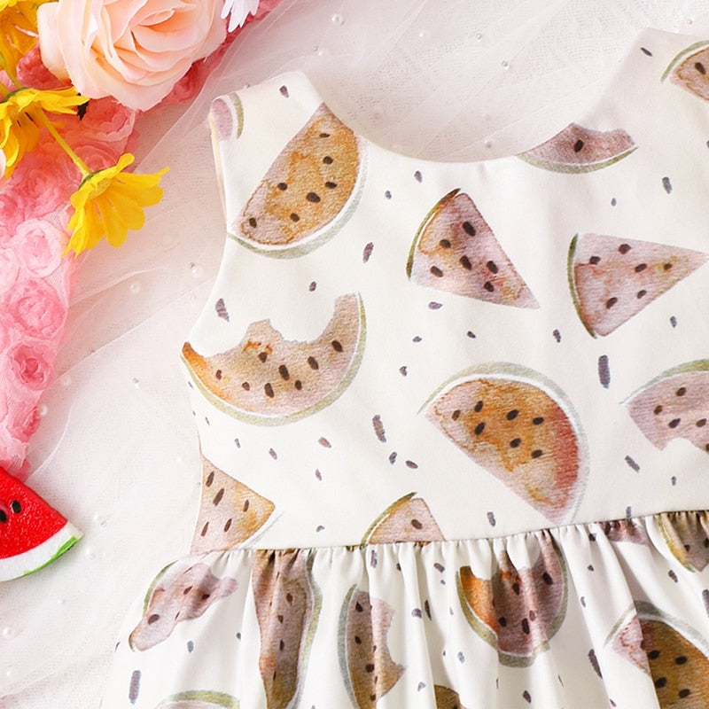 Watermelon Print Dress with Headband for Baby Girl childrensterritory