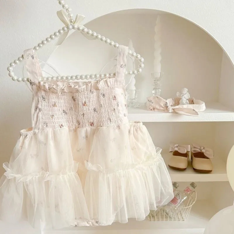 Girls’ Elegant Sleeveless Bow Design Princess Dress