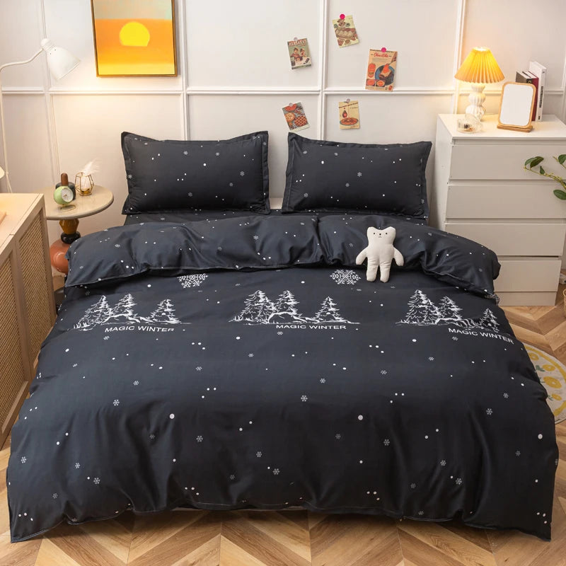 3/4-piece Cartoon Floral Print Soft Bedding Set For Home childrensterritory