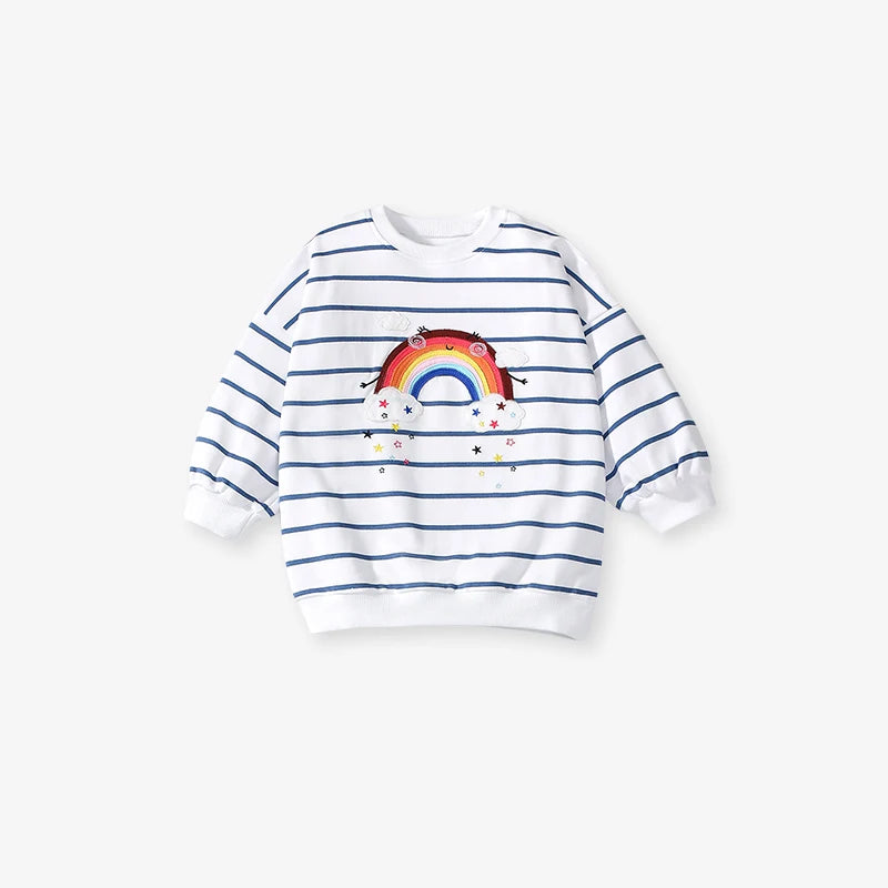 Little Girls Rainbow Striped Sweatshirts with Legging Sets childrensterritory