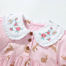 Girls Short Sleeves Rabbit Cartoon Print Summer Dresses childrensterritory