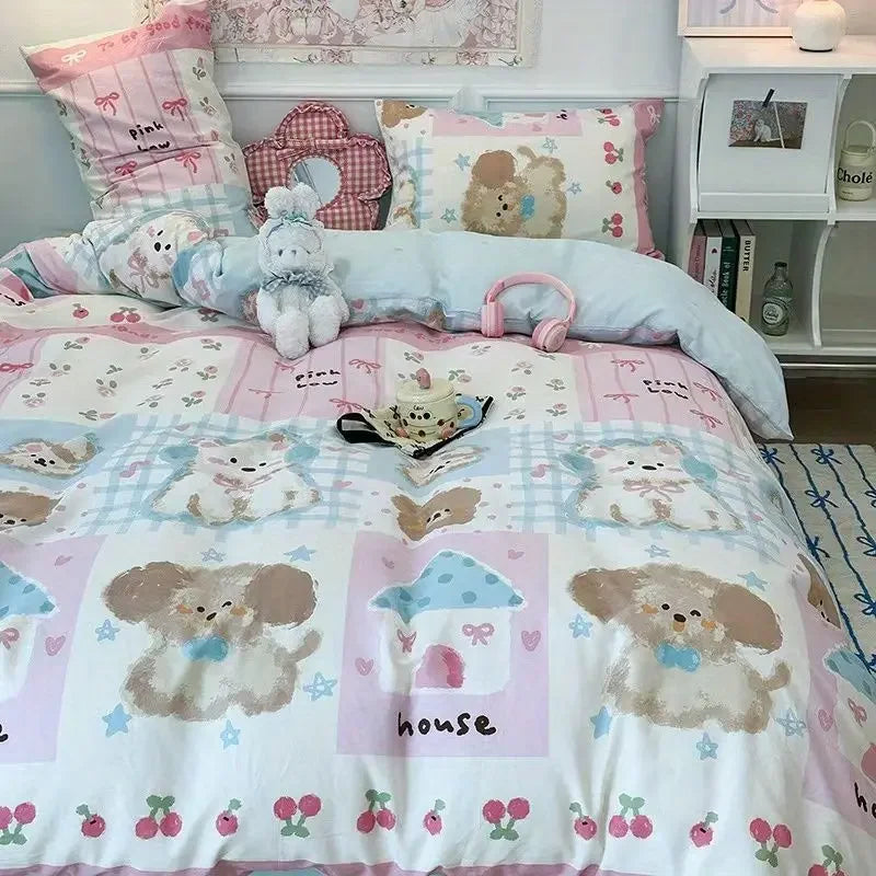 Soft & Colorful Cartoon Print Bedding Set for Kids