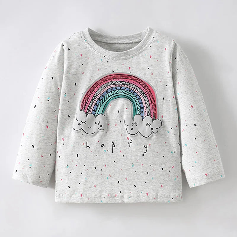 Full-Sleeve Cartoon Design Cotton T-Shirts For Girls