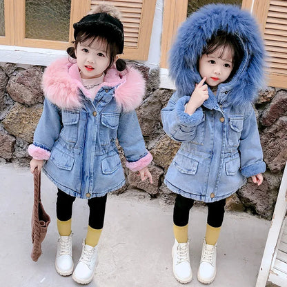 Large Fur Collar Hooded Little Girl&